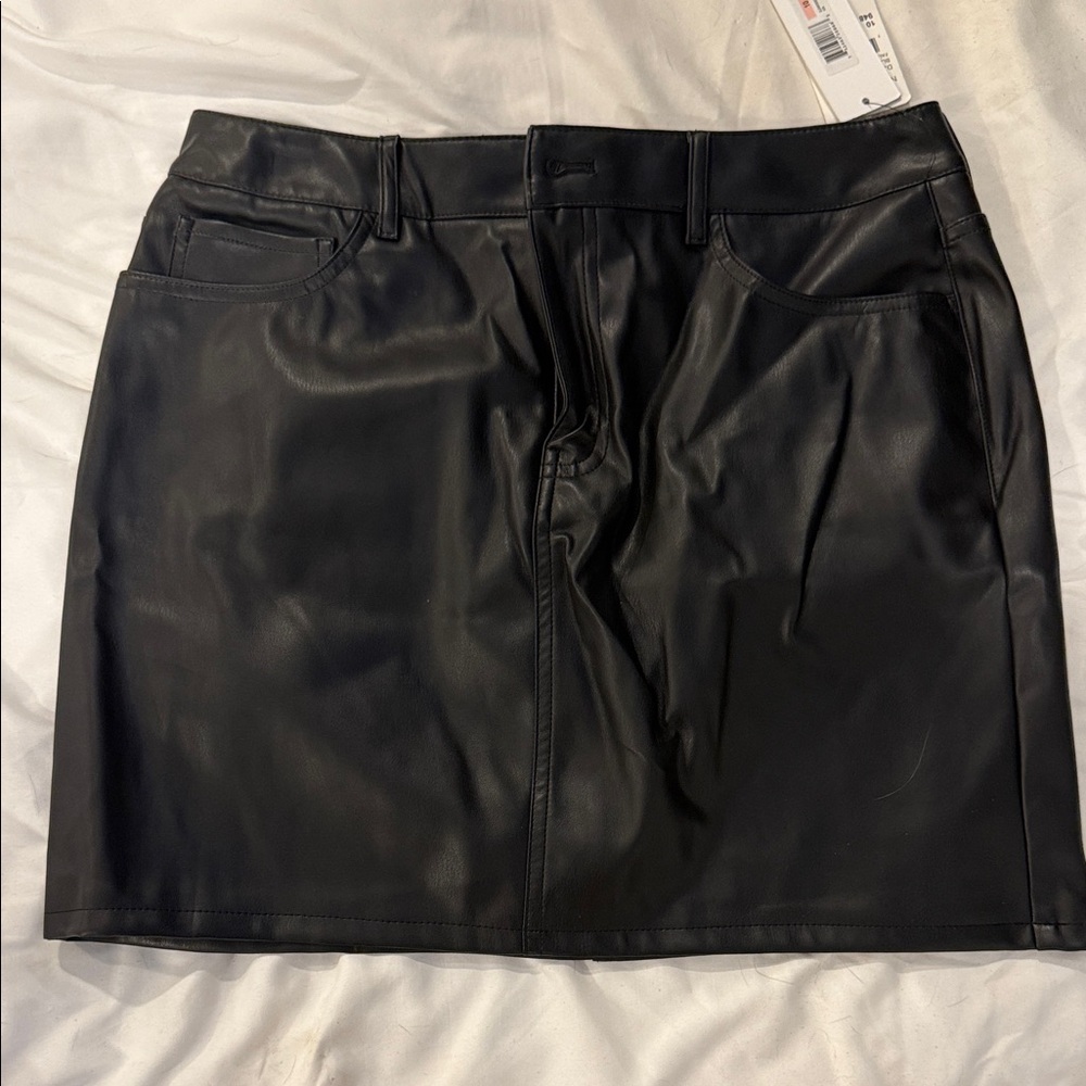 DKNY Black Faux Leather Mini Skirt